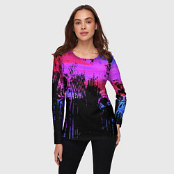 Лонгслив женский Розово синий сочный гранж, цвет: 3D-принт — фото 2