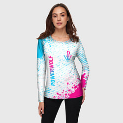 Лонгслив женский Powerwolf neon gradient style вертикально, цвет: 3D-принт — фото 2