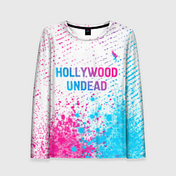 Лонгслив женский Hollywood Undead neon gradient style посередине, цвет: 3D-принт