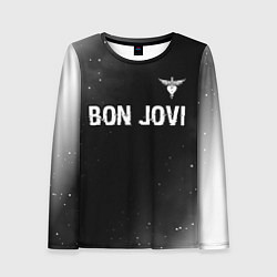 Женский лонгслив Bon Jovi glitch на темном фоне посередине