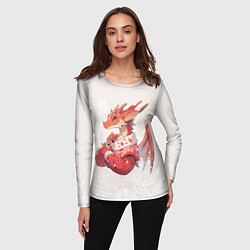 Лонгслив женский Красный дракон в свитере, цвет: 3D-принт — фото 2