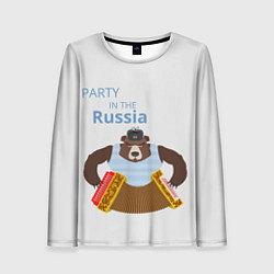 Женский лонгслив Вечеринка в России с медведем