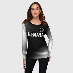 Лонгслив женский Nirvana glitch на темном фоне посередине, цвет: 3D-принт — фото 2
