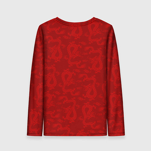 Женский лонгслив Динозавр в свитере - новогодние драконы / 3D-принт – фото 2