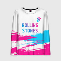 Лонгслив женский Rolling Stones neon gradient style посередине, цвет: 3D-принт