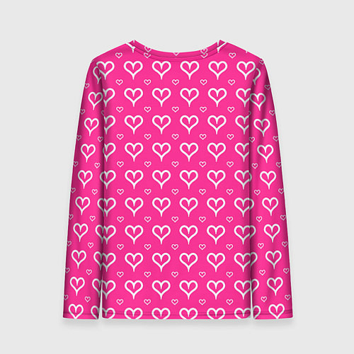 Женский лонгслив Сердечки паттерн насыщенный розовый / 3D-принт – фото 2