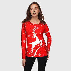 Лонгслив женский Christmas deer, цвет: 3D-принт — фото 2