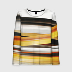 Лонгслив женский Черные белые желтые полосы, цвет: 3D-принт