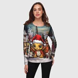 Лонгслив женский Дракоша 2024 новогодний символ года, цвет: 3D-принт — фото 2