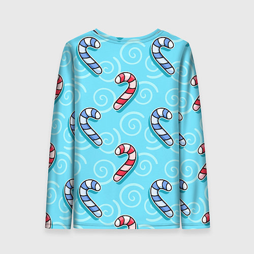 Женский лонгслив Новогодний леденец трость / 3D-принт – фото 2