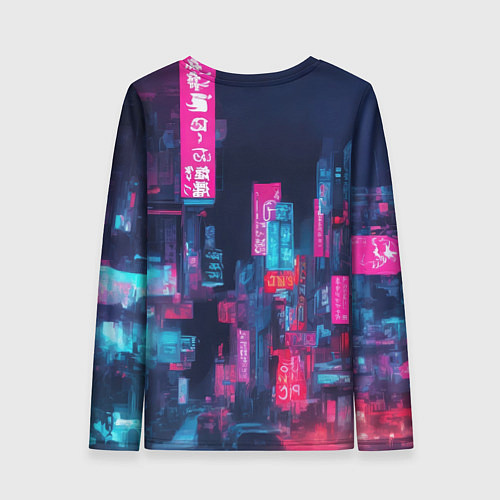 Женский лонгслив Девушка в неоном свете / 3D-принт – фото 2