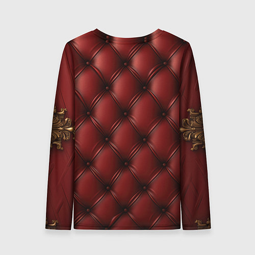 Женский лонгслив Золотой герб России на красном кожаном фоне / 3D-принт – фото 2
