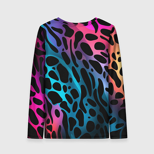 Женский лонгслив Черные пятна на разноцветном фоне / 3D-принт – фото 2