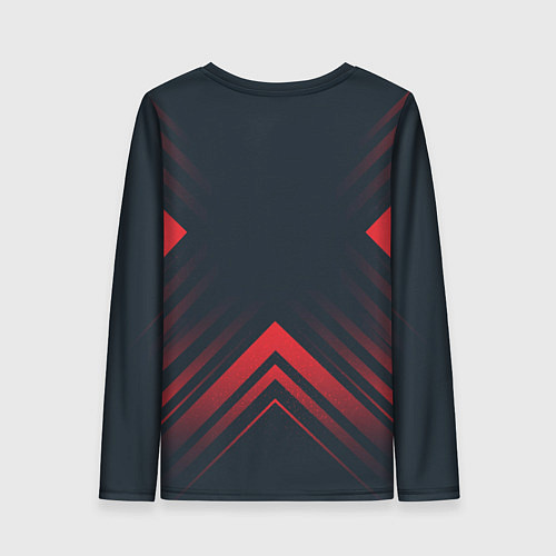 Женский лонгслив Красный символ GTA6 на темном фоне со стрелками / 3D-принт – фото 2
