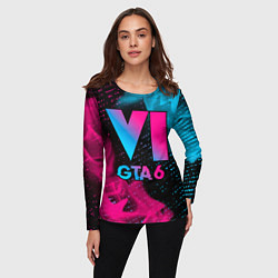 Лонгслив женский GTA 6 - neon gradient, цвет: 3D-принт — фото 2