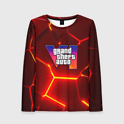 Женский лонгслив GTA 6 лого на фоне разлома красных плит