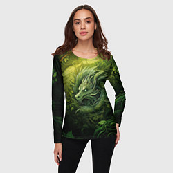 Лонгслив женский Зеленый лесной дракон 2024, цвет: 3D-принт — фото 2