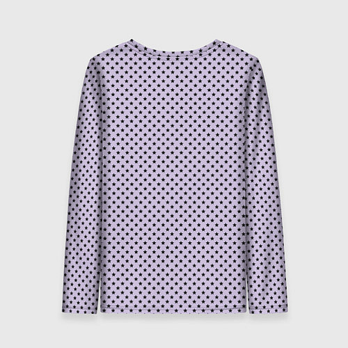 Женский лонгслив Светло-сиреневый паттерн маленькие звёздочки / 3D-принт – фото 2