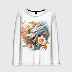 Женский лонгслив Китайский дракон в цветах сакуры
