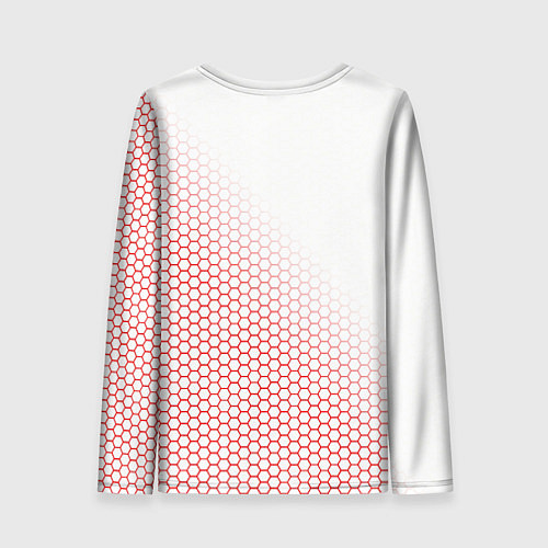 Женский лонгслив Красно-белый соты / 3D-принт – фото 2