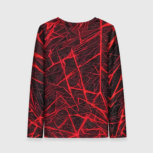 Женский лонгслив Красная паутина на чёрном фоне / 3D-принт – фото 2