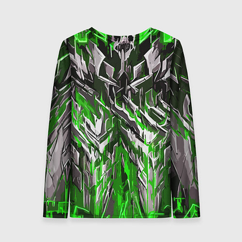 Женский лонгслив Острый металл зелёный / 3D-принт – фото 2