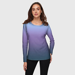 Лонгслив женский Градиент голубой фиолетовый синий, цвет: 3D-принт — фото 2