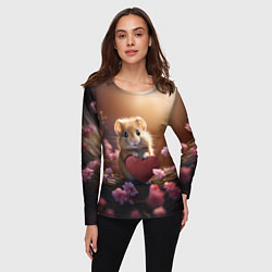 Лонгслив женский Милый маленький хомячок с сердечком, цвет: 3D-принт — фото 2