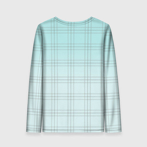 Женский лонгслив Нежно-голубая шотландская клетка / 3D-принт – фото 2