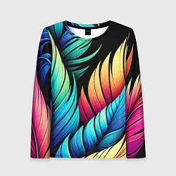 Лонгслив женский Color feathers - neon, цвет: 3D-принт