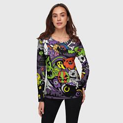 Лонгслив женский Страшно веселые монстры, цвет: 3D-принт — фото 2