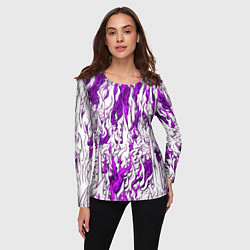 Лонгслив женский Белый и розовый узор, цвет: 3D-принт — фото 2