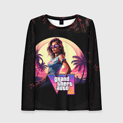 Лонгслив женский GTA 6 logo девушка, цвет: 3D-принт