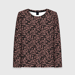 Женский лонгслив Паттерн тёмно-розовый узоры