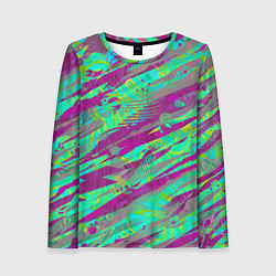 Лонгслив женский Разноцветные паттерны, цвет: 3D-принт