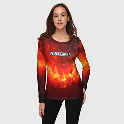 Лонгслив женский Minecraft logo fire, цвет: 3D-принт — фото 2