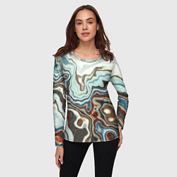 Лонгслив женский Мраморная текстура, цвет: 3D-принт — фото 2