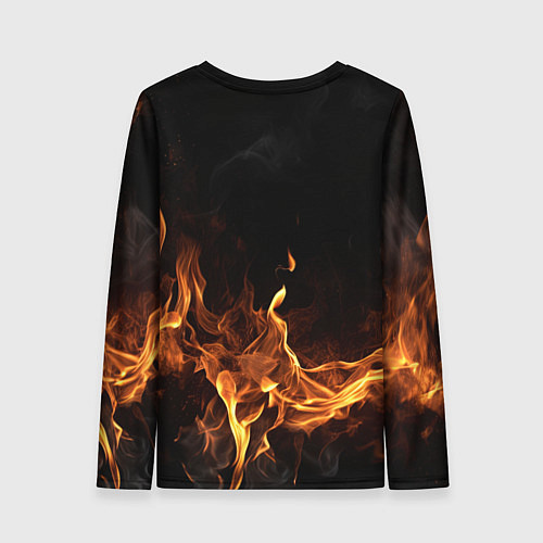 Женский лонгслив Palworld логотип на черном фоне с огнем / 3D-принт – фото 2