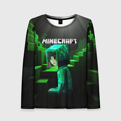Лонгслив женский Minecraft девушка и зеленые ступени блоки тропинки, цвет: 3D-принт