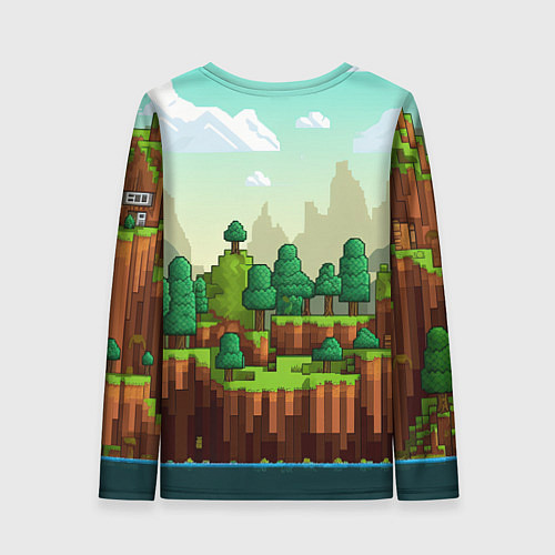 Женский лонгслив Персонаж Minecraft девушка в пиксельном мире / 3D-принт – фото 2