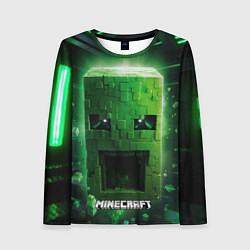 Лонгслив женский Minecraft зеленая большая голова, цвет: 3D-принт