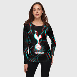 Лонгслив женский Tottenham FC в стиле glitch на темном фоне, цвет: 3D-принт — фото 2