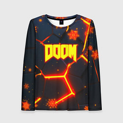 Лонгслив женский Doom плиты лого в огне, цвет: 3D-принт