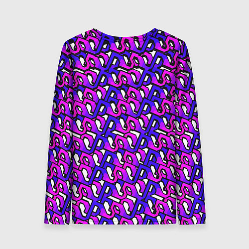 Женский лонгслив Фиолетовый узор и чёрная обводка / 3D-принт – фото 2