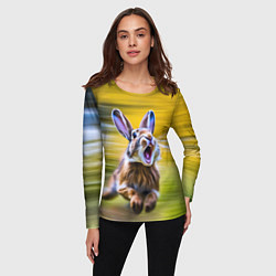 Лонгслив женский Крик бегущего зайца, цвет: 3D-принт — фото 2
