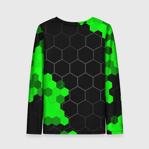 Женский лонгслив Geely green sport hexagon / 3D-принт – фото 2