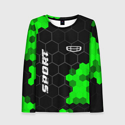 Лонгслив женский Geely green sport hexagon, цвет: 3D-принт