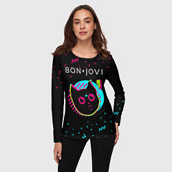 Лонгслив женский Bon Jovi - rock star cat, цвет: 3D-принт — фото 2
