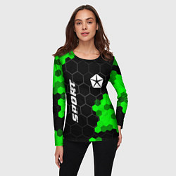Лонгслив женский Jeep green sport hexagon, цвет: 3D-принт — фото 2