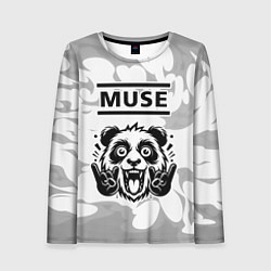 Лонгслив женский Muse рок панда на светлом фоне, цвет: 3D-принт